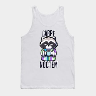 Funny Carpe Noctem (seize the night) sleepy raccoon design Tank Top